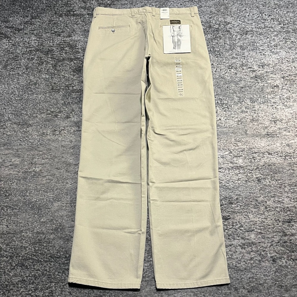 NWT‎ Calvin Klein Pleated Chino Pants Mens 36x32 Beige Classic Fit